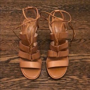 Luggage Brown Ankle Tie Sandals